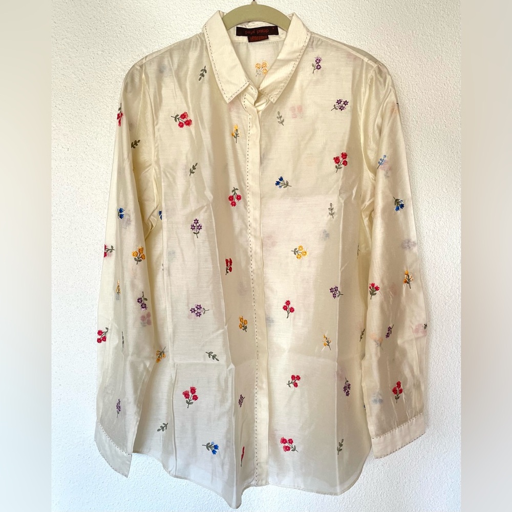 Payal Pratap floral embroidered shirt, size S